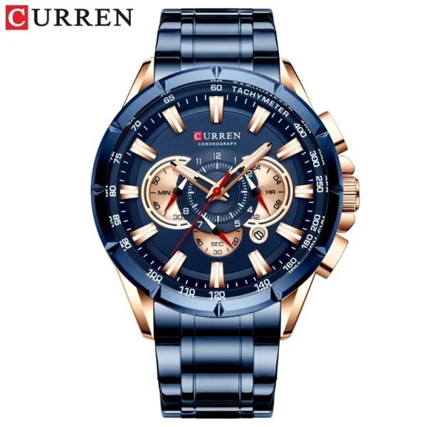CURREN 8363 Fashion Casual Original Mens Quartz Watch Stainless Steel Japan Quartz Chronograph Business Wrist Watches For Men