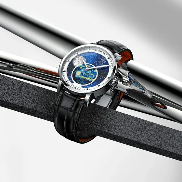 AGELOCER Original Astronomer Watch Van Gogh Oil Painting Men Luxury Automatic Mechanical Moon Phase Watch Birthday Gift for Men - Image 4