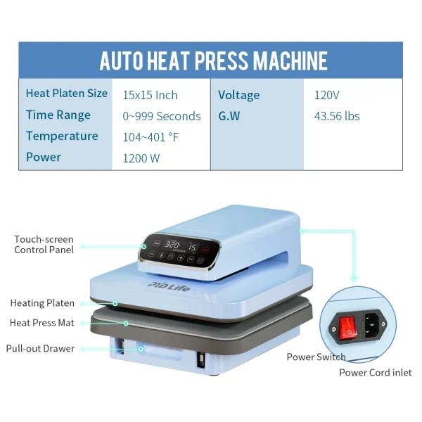 PYD Life Automatic DTF Printing Transfer Press Sublimation Auto Open Heat Press Machine For T-Shirts - Image 2